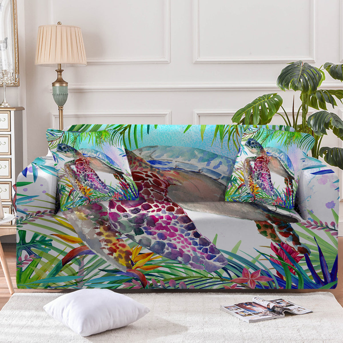Tropical Sea Turtle Couch Cover