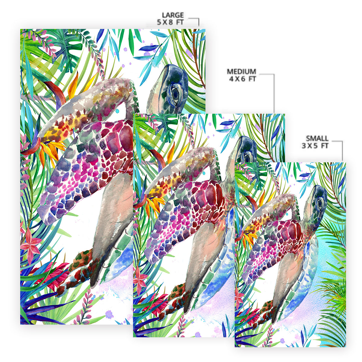 Tropical Sea Turtle Area Rug