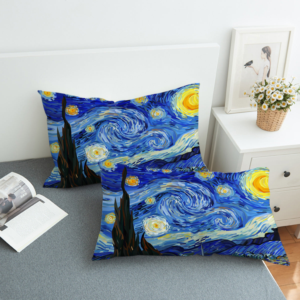 Van Gogh&#39;s The Starry Night Comforter with Shams and Pillow Cover