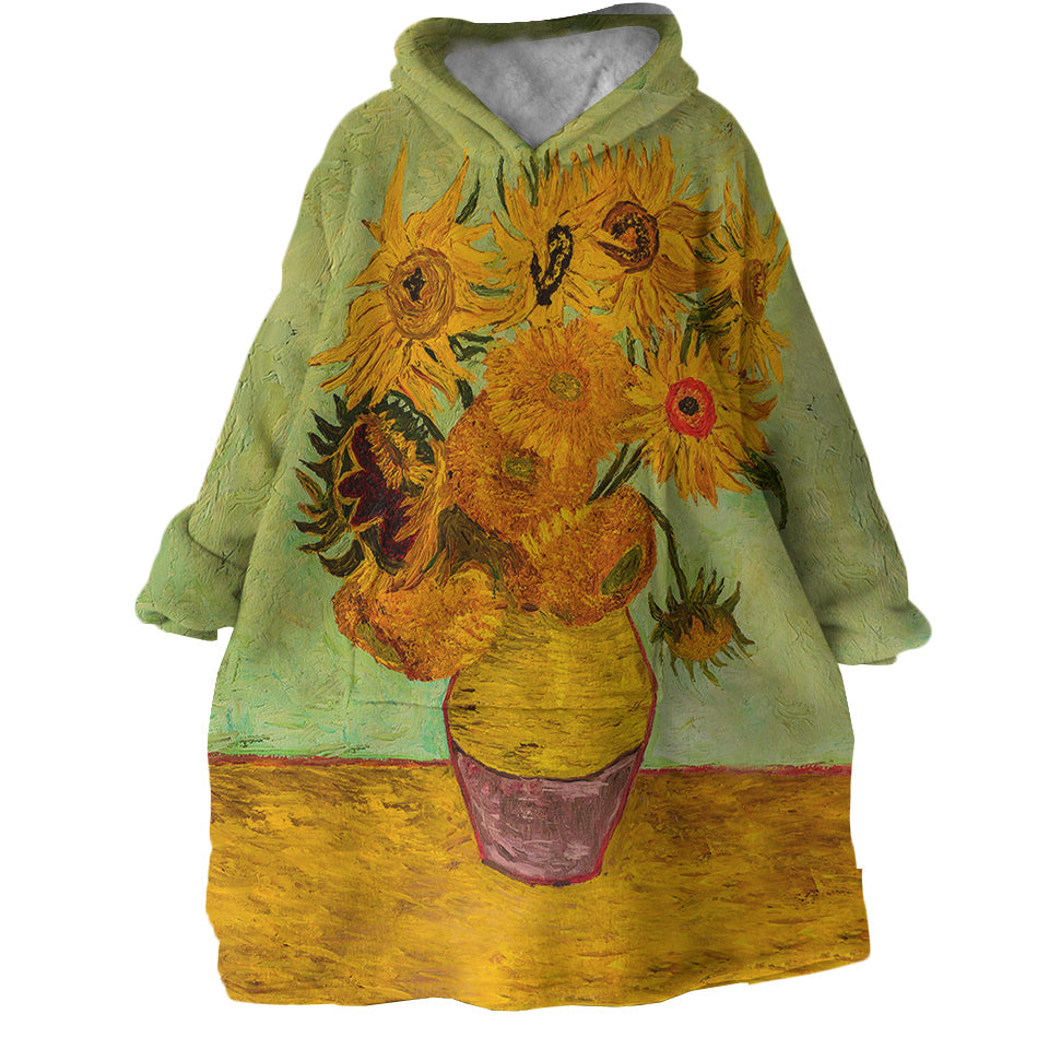 Van Gogh's Sunflowers Wearable Blanket Hoodie