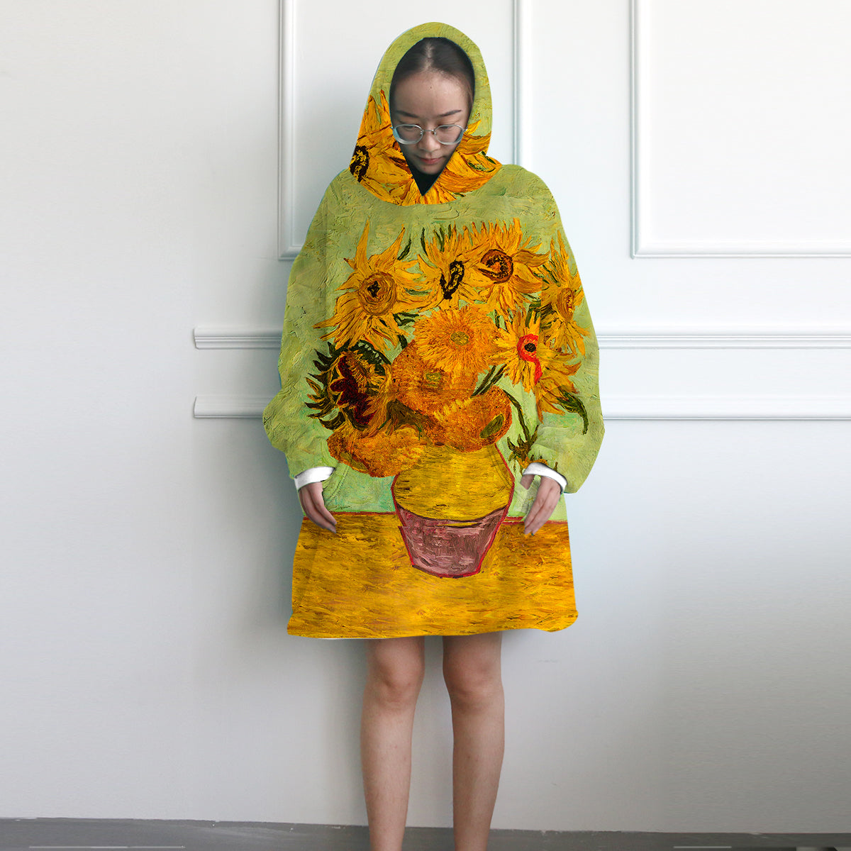 Van Gogh&#39;s Sunflowers Wearable Blanket Hoodie