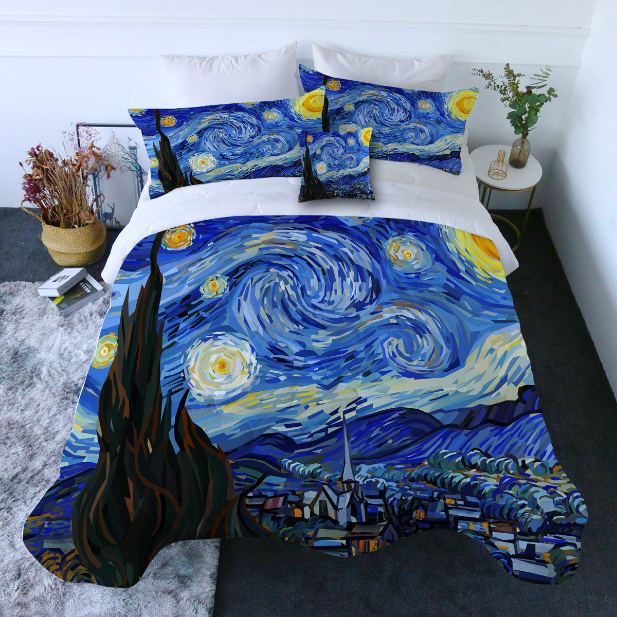 Van Gogh's The Starry Night Comforter with Shams and Pillow Cover