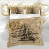 Vintage Nautical Map Reversible Bedcover Set
