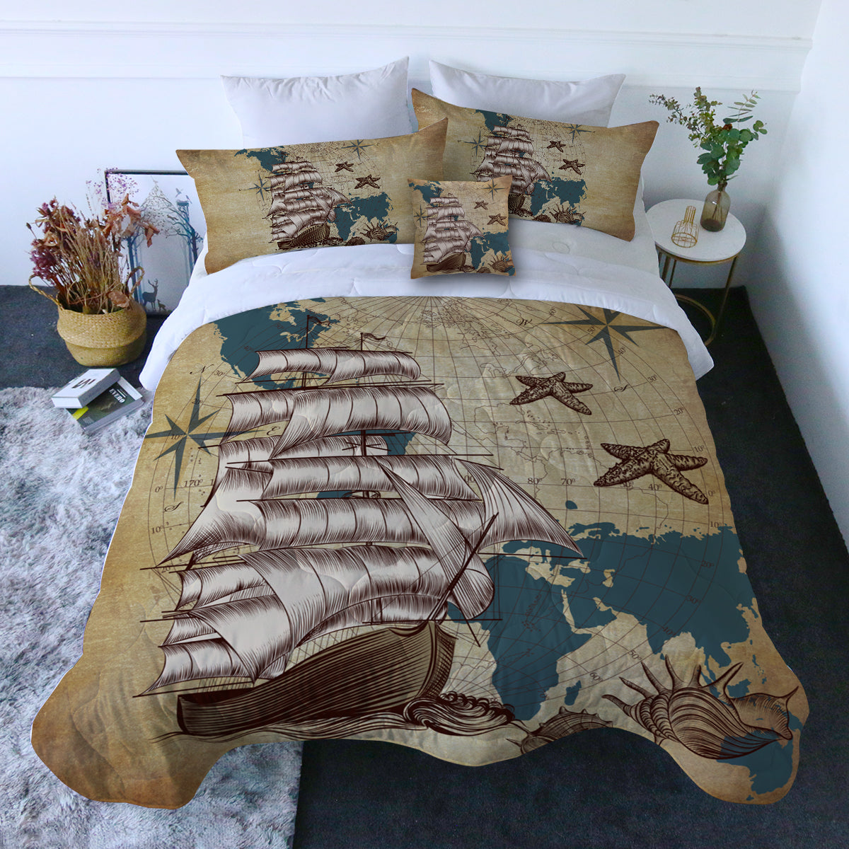 Ship Ahoy Comforter with Shams and Pillow Cover