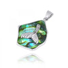 Abalone Shell Pendant Necklace with Sterling Silver Whale Tail and White CZ