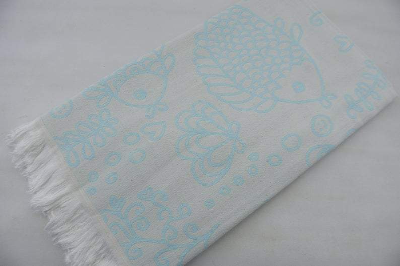 Aquamarine Sea Life 100% Cotton Towel