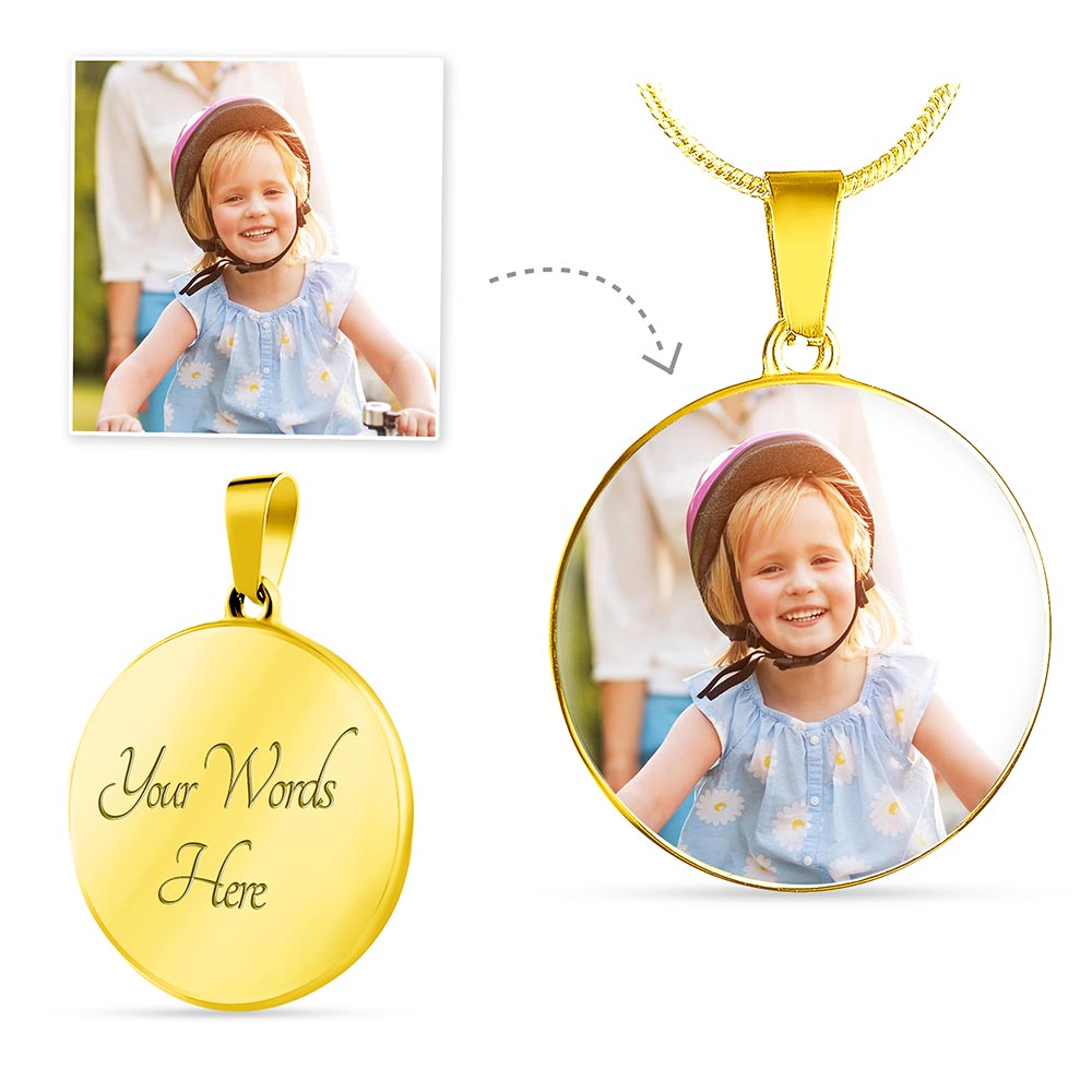 Photo Upload Circle Pendant - Personalized Necklace