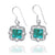 Aztec Theme Square Sterling Silver French Wire Earrings with Square Compressed Turquoise
