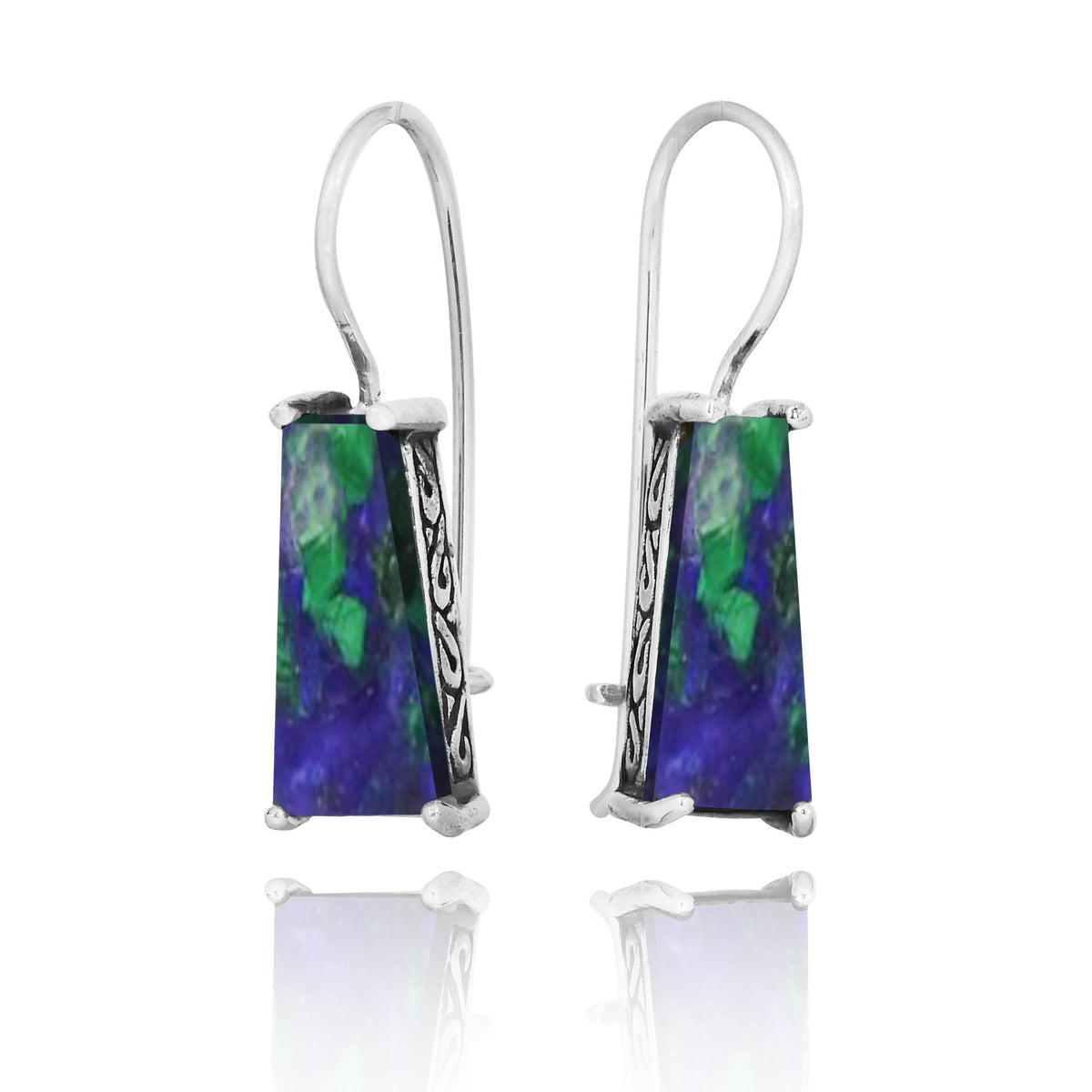 Azurite Malachite Lever Back Earrings