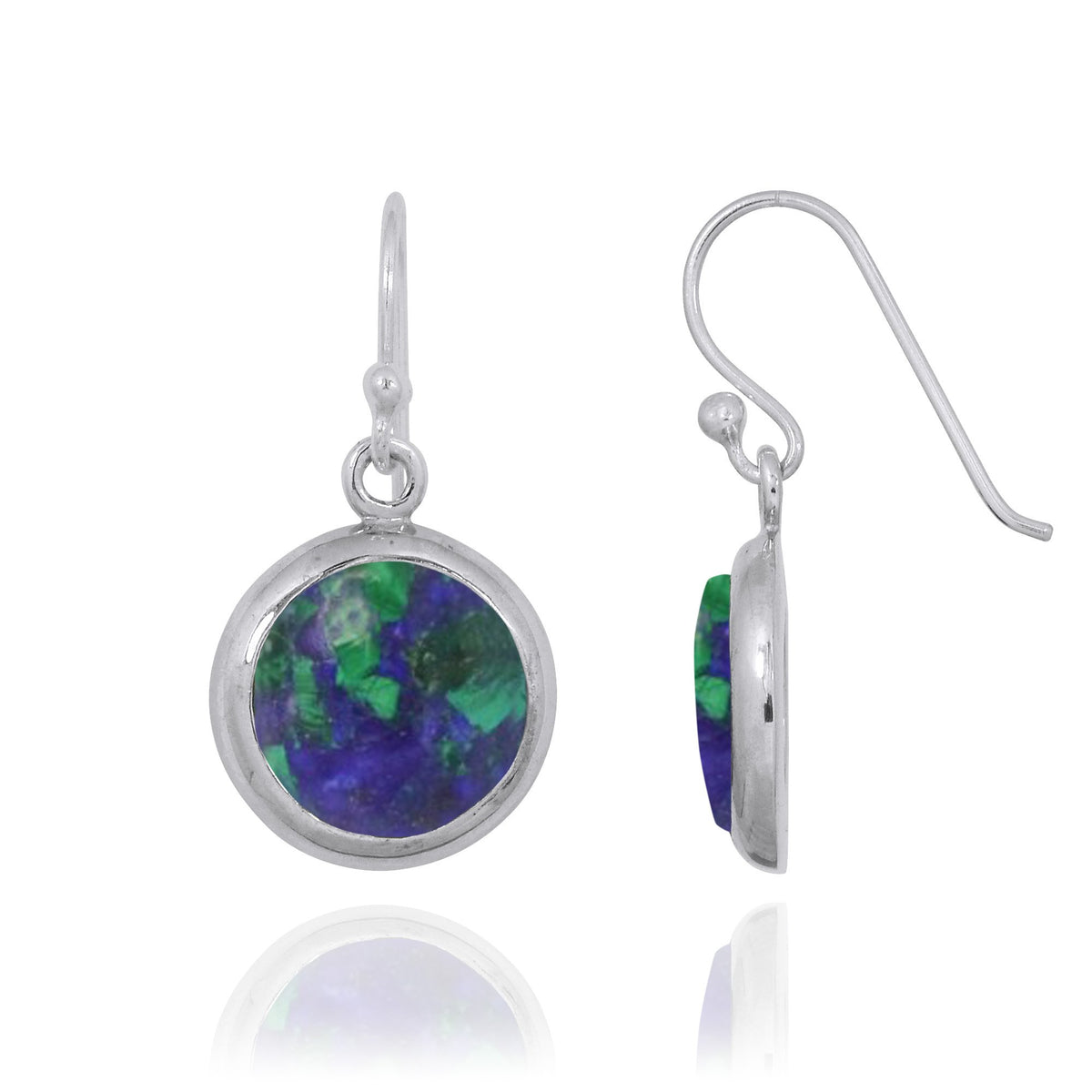 Azurite Malachite Oxidized Silver Drop Earrings
