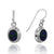 Azurite Malachite Oxidized Silver Drop Earrings