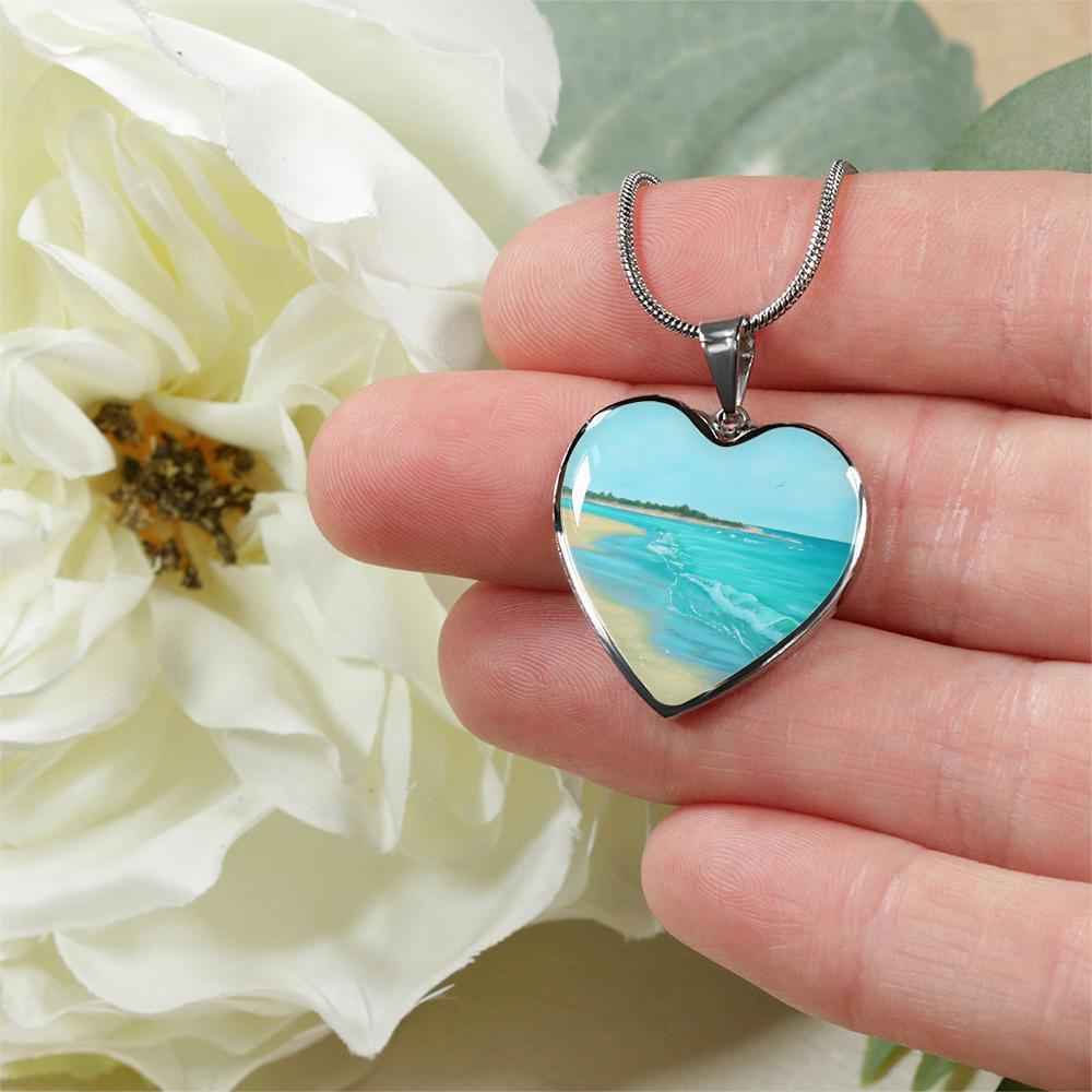 Beach Painting Heart Necklace