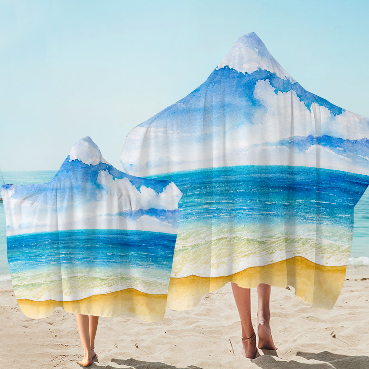 Beach Painting Hooded Towel