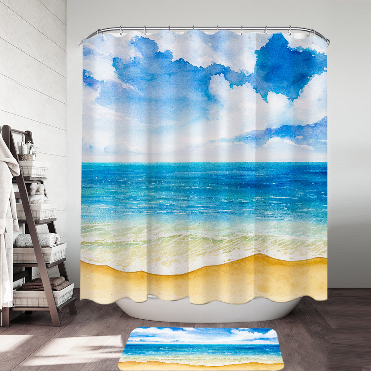 Beach Painting Shower Curtain
