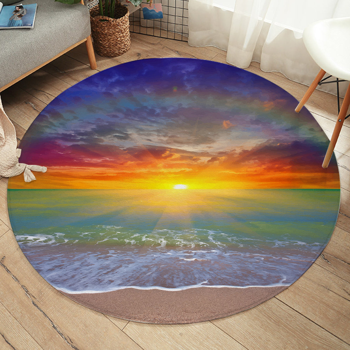 Sunset Beach Round Area Rug