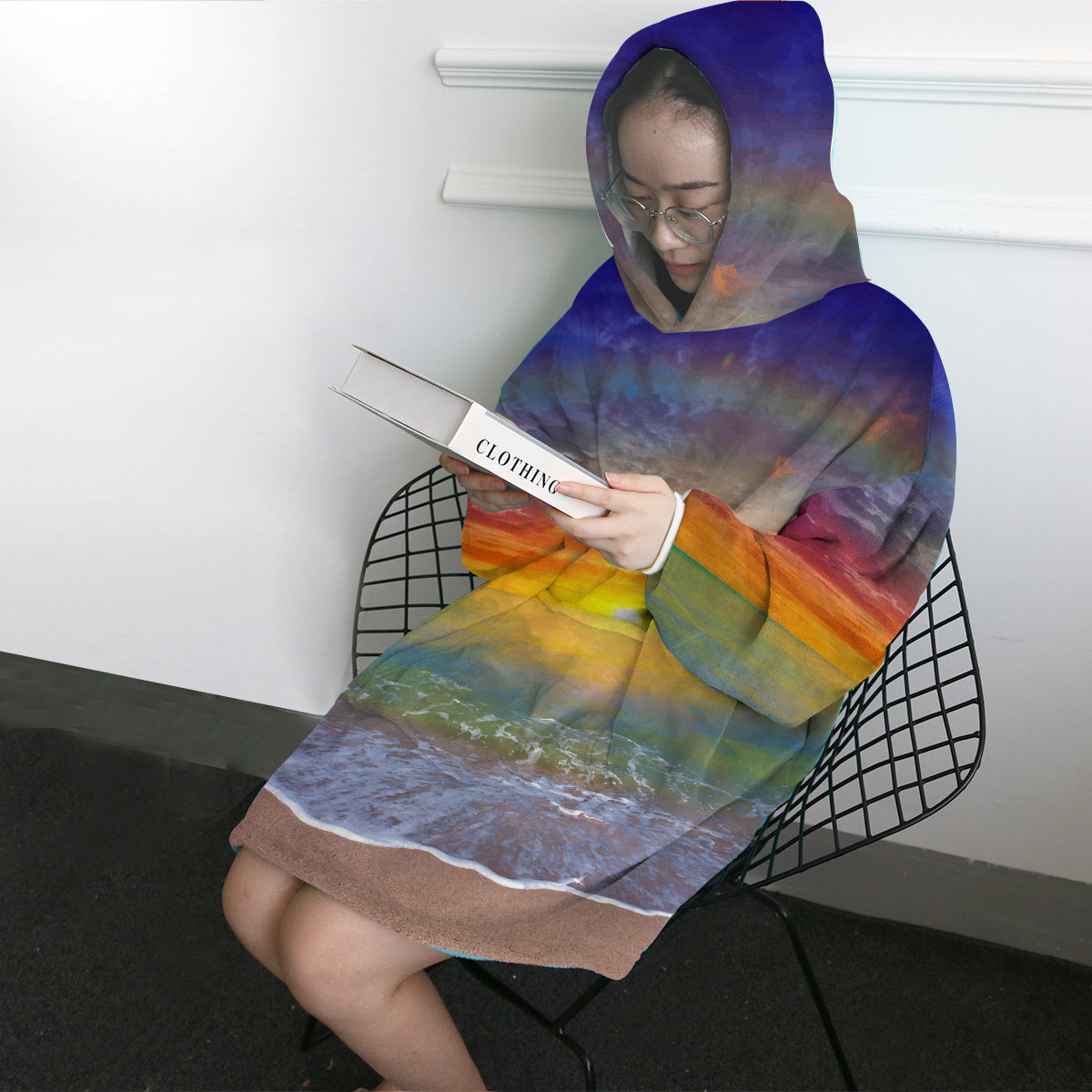Beach Sunset Wearable Blanket Hoodie