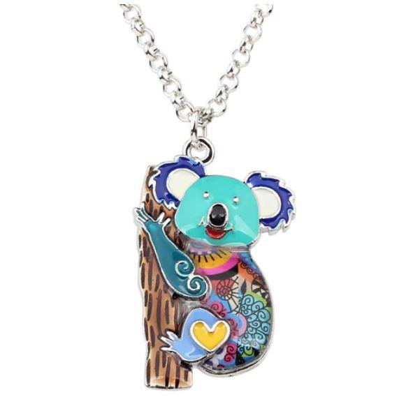 Beachy Bear - Enamel Pendant Necklace