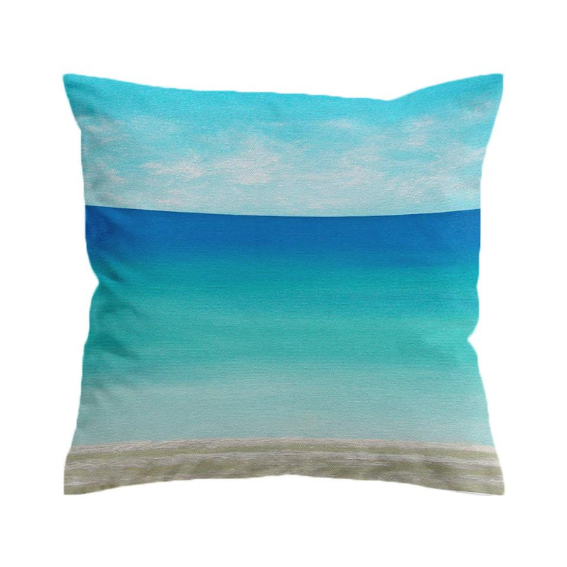 Beachy Blues Beach Painting Pillow Cover