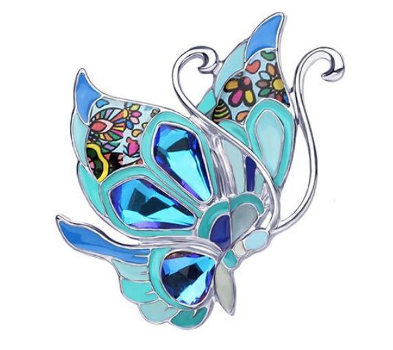 Beachy Butterfly - Enamel Brooch