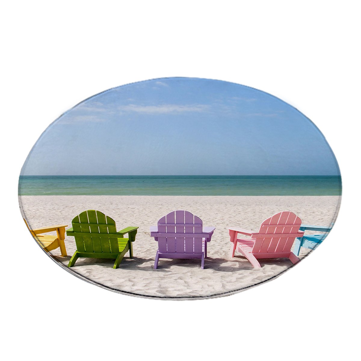 Round Rug Beach Area Rug - Beach Please by Coastal Passion