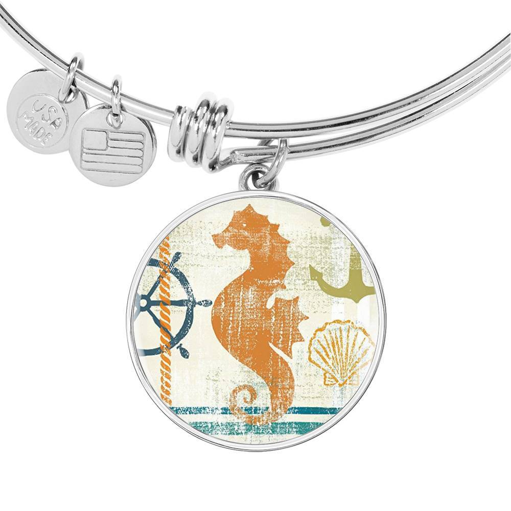 Beachy Seahorse Bangle Bracelet
