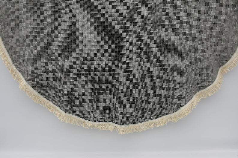 Black 100% Cotton Round Beach Towel