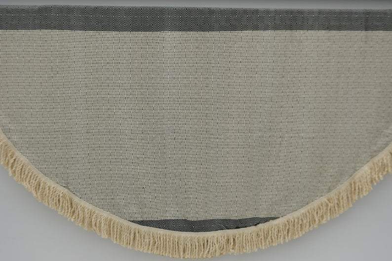 Black and Beige 100% Cotton Round Beach Towel