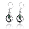 Wave Earrings with Abalone Shell and Black Spinel Gemstones