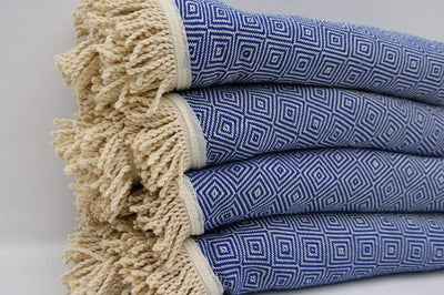 Blue 100% Cotton Round Beach Towel