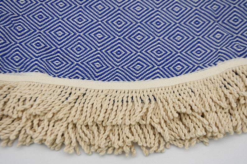 Blue 100% Cotton Round Beach Towel