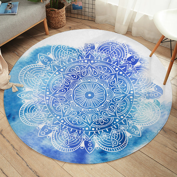 文房具・ステーショナリー idang club milkyheart circle rug Area Rug - Blue Mandala by Coastal Passion