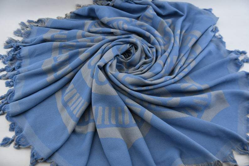 Blue Mandala Round 100% Cotton Round Beach Towel
