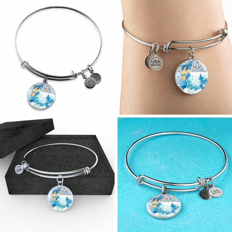 Blue Mermaid Bangle Bracelet