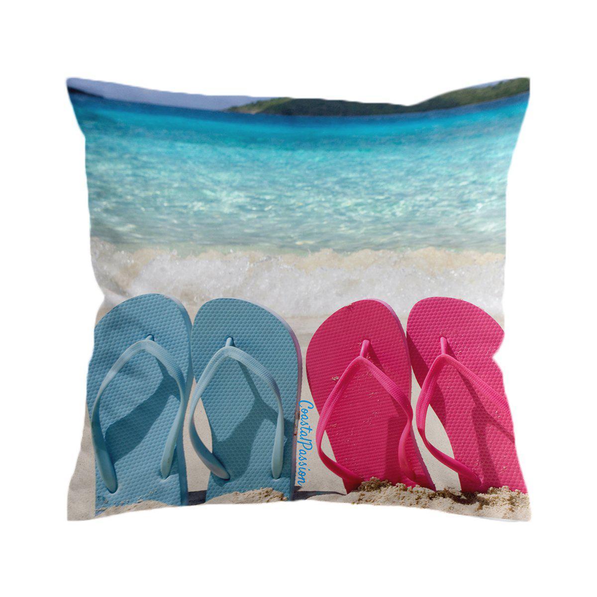 Blue &amp; Pink Flip Flops Pillow Cover