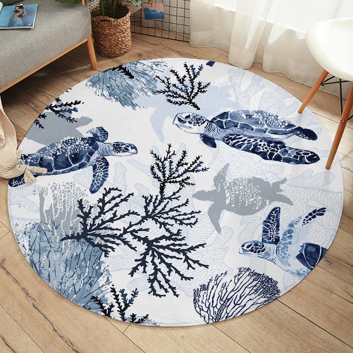 Sea Turtle Wonders Round Area Rug