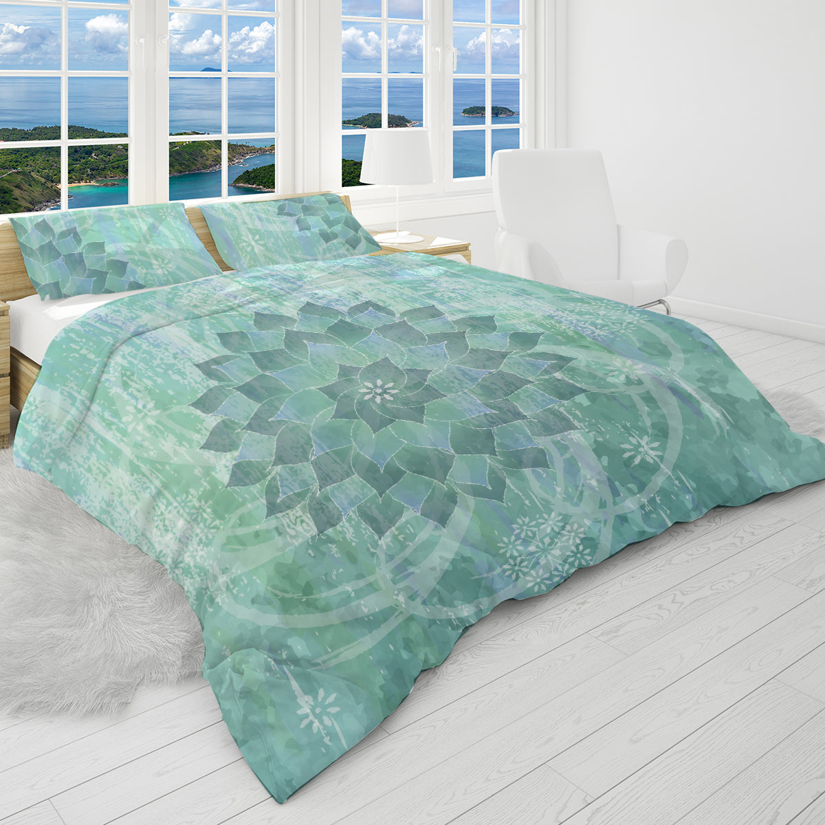 The Ocean Hues Reversible Bedcover Set