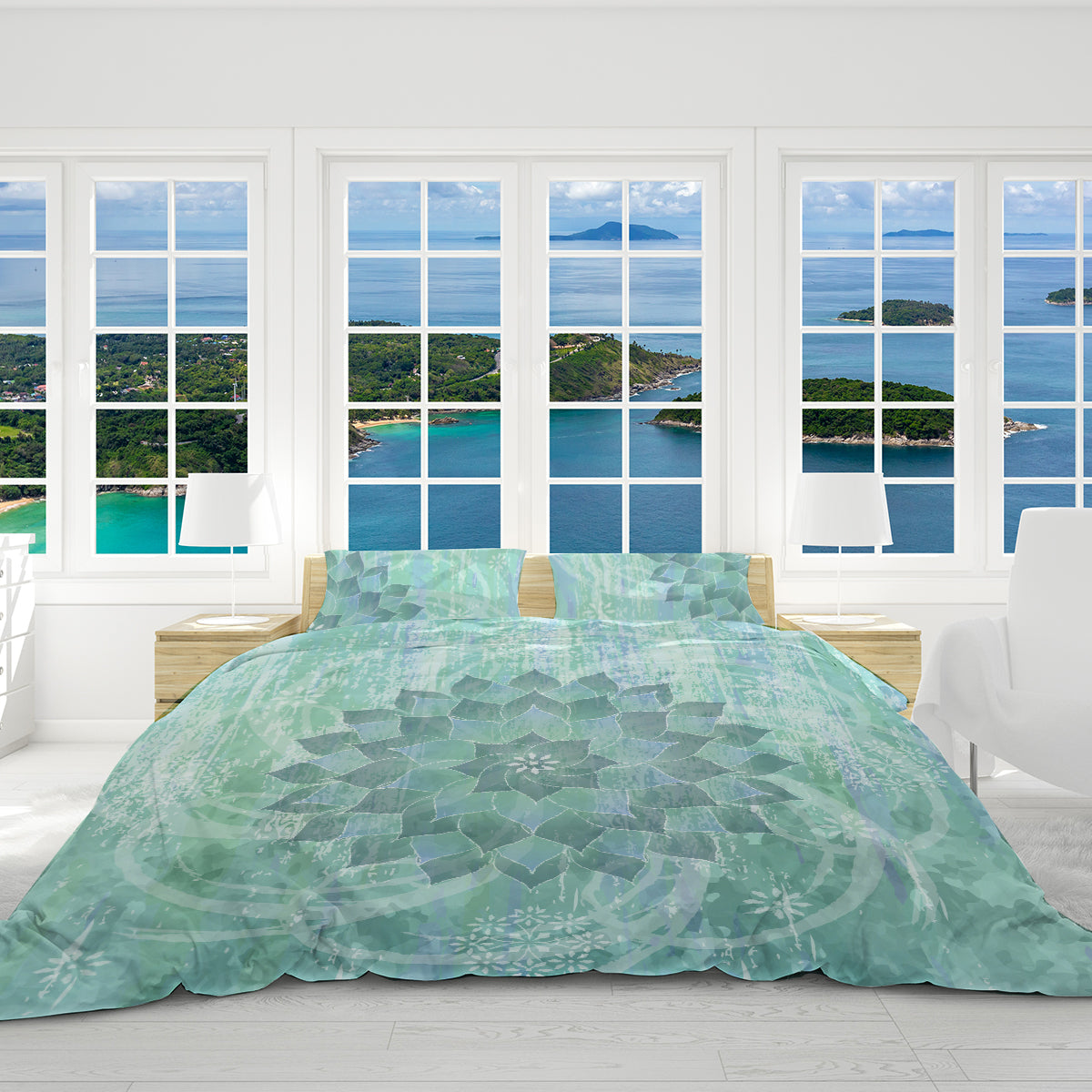 The Ocean Hues Reversible Bedcover Set