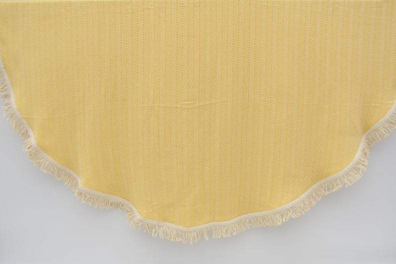Bright Yellow 100% Cotton Round Beach Towel