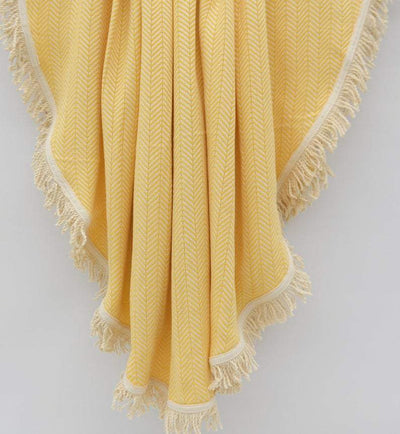 Bright Yellow 100% Cotton Round Beach Towel