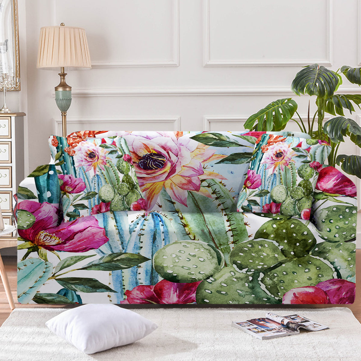 Colorful Cacti Couch Cover