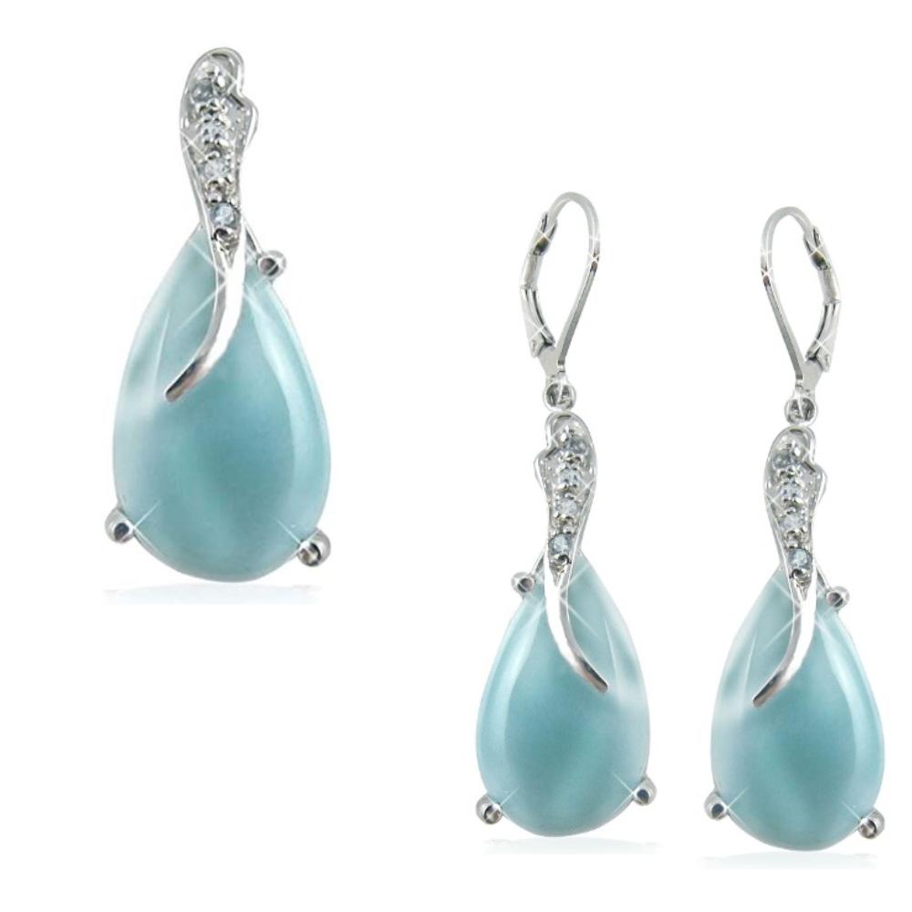 Classic Caribbean Larimar and Sky Blue Topaz Jewelry Set