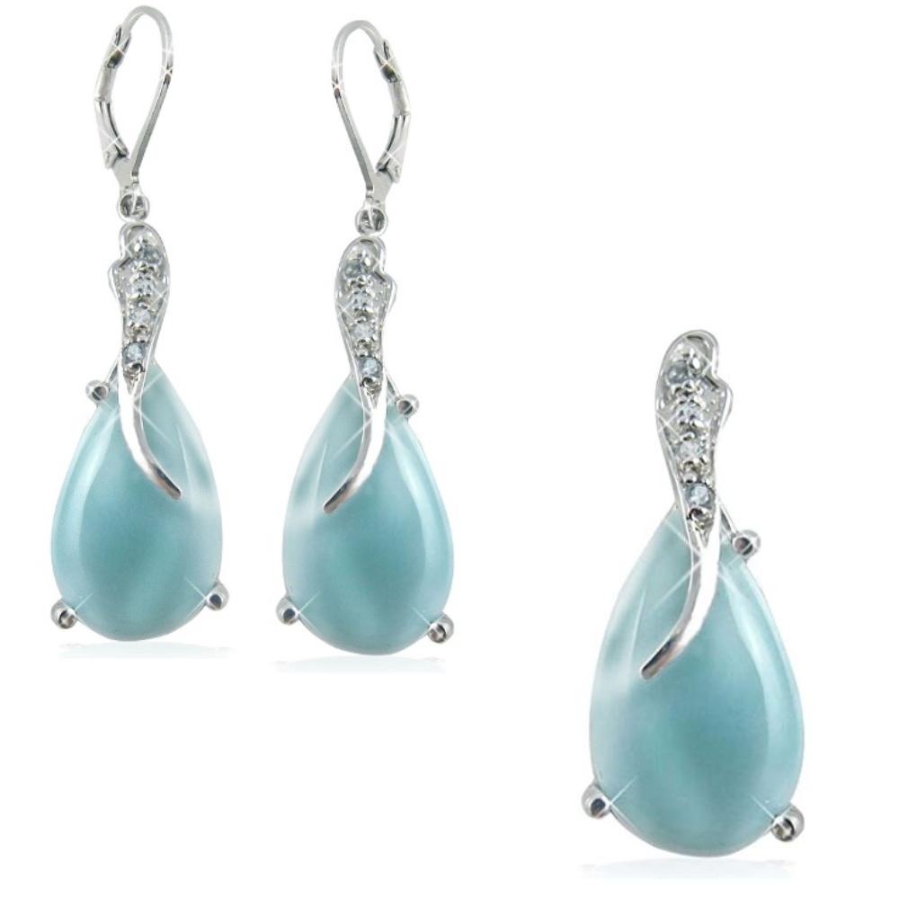 Classic Caribbean Larimar and Sky Blue Topaz Jewelry Set