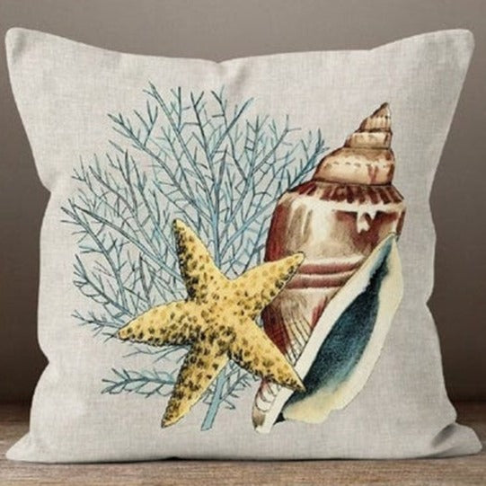 Coastal Conch Set of 4 Pillow Covers