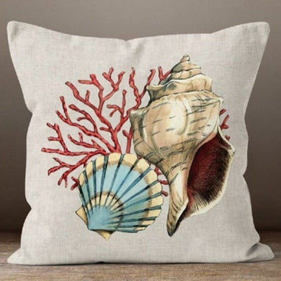 Coastal Conch Set of 4 Pillow Covers