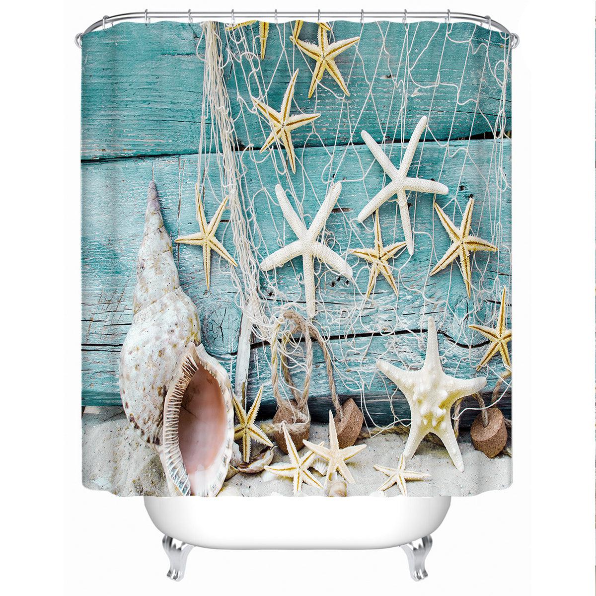 bathroom fish net Fishing Net Shower Curtain