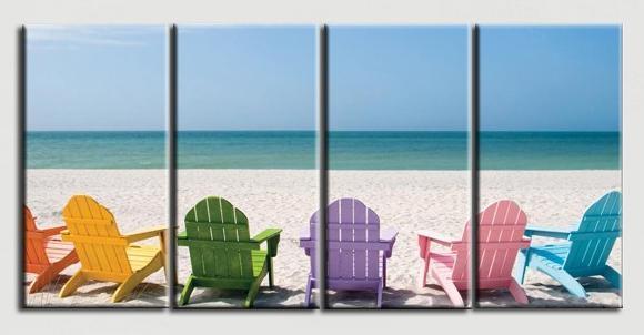 Colorful Beach Chairs Gallery Wrap Canvas Print