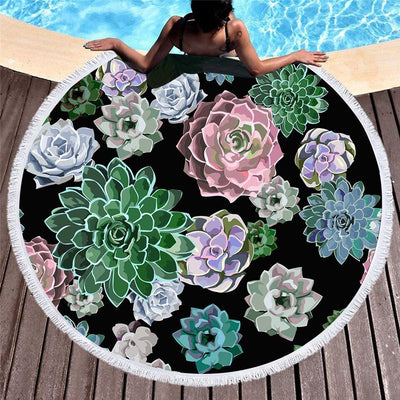 Colorful Cacti Round Beach Towel Collection