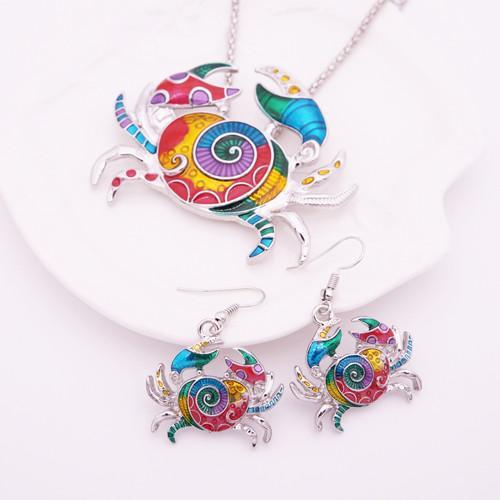 Colorful Crab Jewelry Set