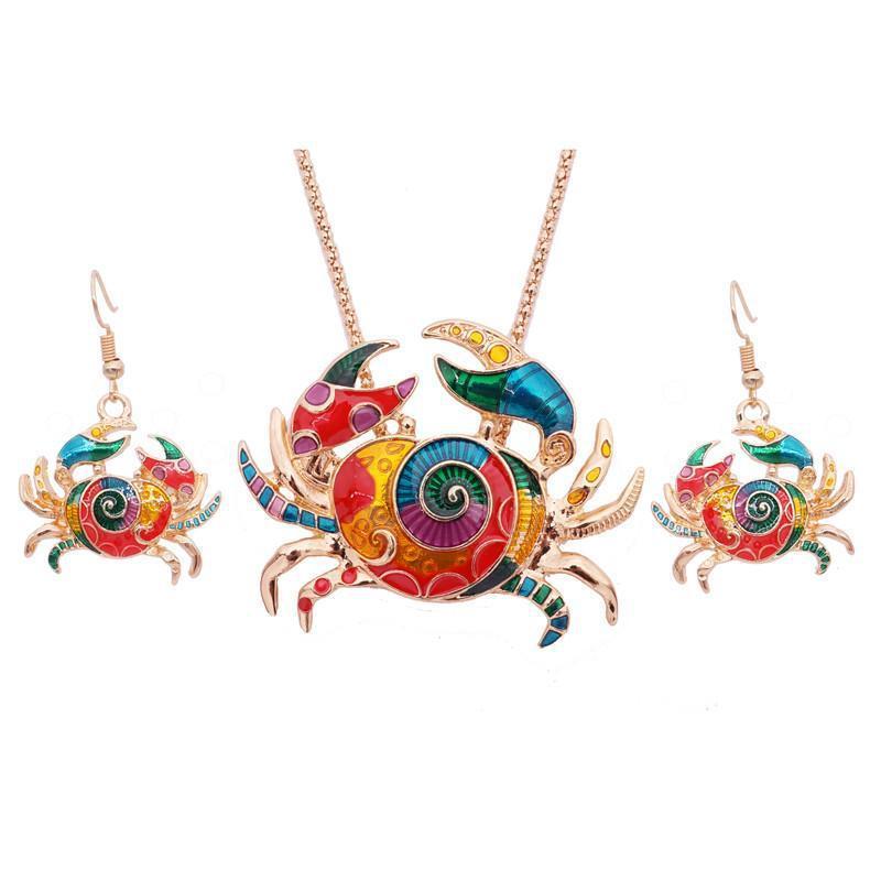Colorful Crab Jewelry Set