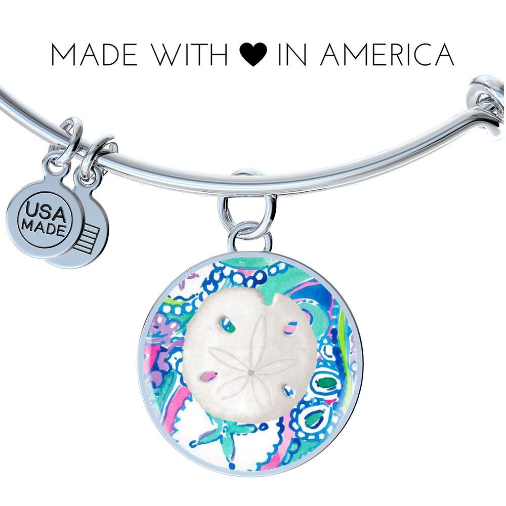 Colorful Sand Dollar Bangle Bracelet